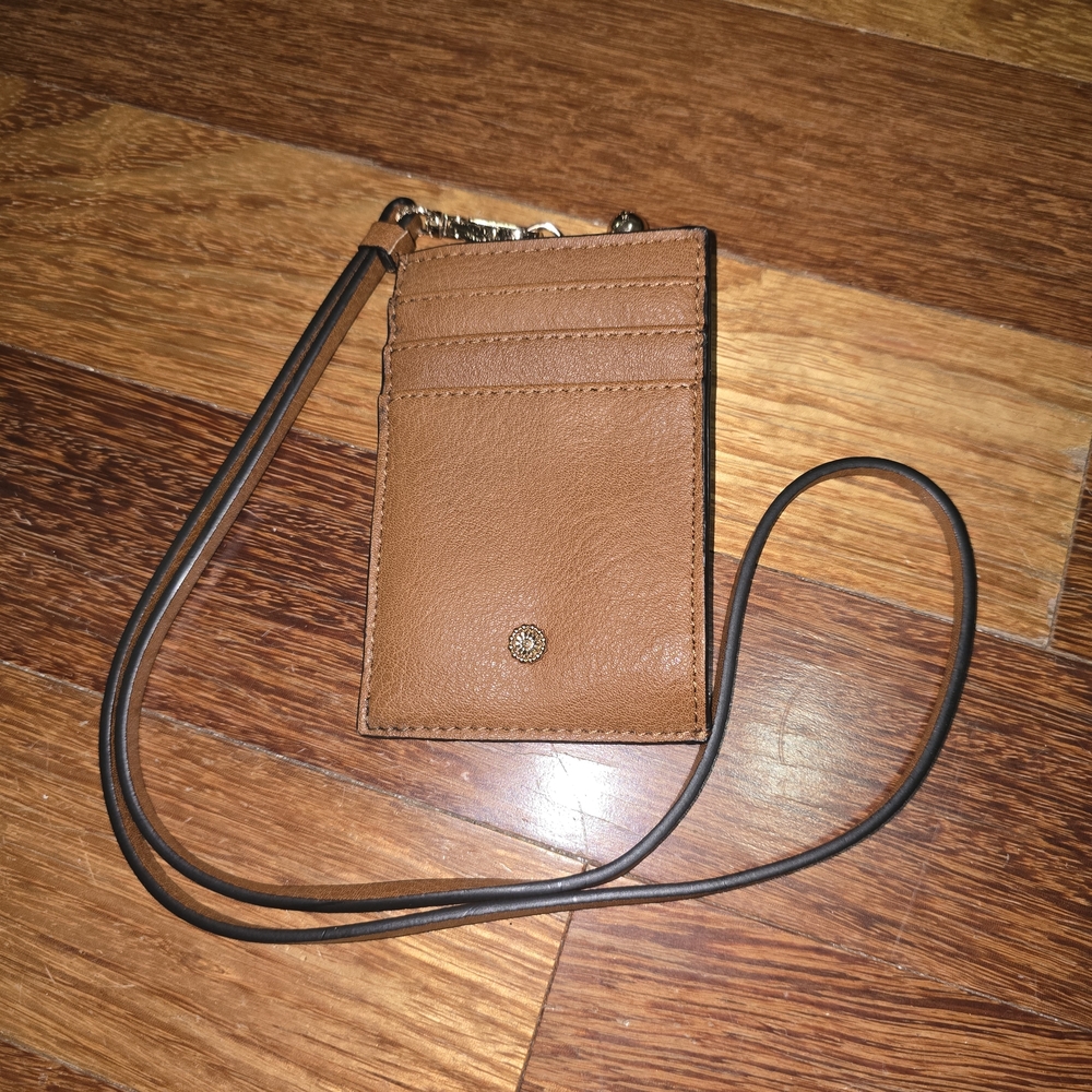 Brown Leather Card Holder with Strap